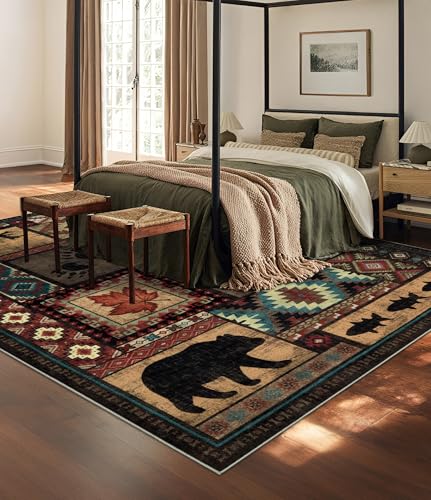 YIHOUSE 6x9 Rustic Cabin Area Rugs for Living Room Brown - color: Brown, size: 6' x 9' (Rectangular)