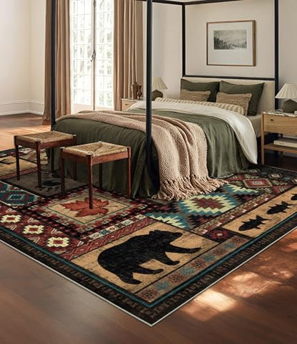 YIHOUSE 8x10 Rustic Cabin Area Rugs for Living Room, Brown - color: Brown, size: 8'x10' (Rectangular)