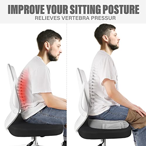 WAOAW Seat Cushion, Office Chair Cushions Butt Pillow for Long Sitting, Memory Foam Chair Pad for Back, Coccyx, Tailbone Pain Relief (Grey) - color: Grey