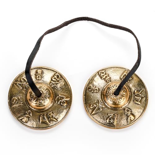 Foraineam Tingsha Cymbals Meditation Chime Bells, 2.5 Inch Brass Tibetan Tingsha Bells Relaxation Musical Instruments for Mindfulness, Chakra Healing, Stress Relief, Sound Awakening, Yoga Meditation