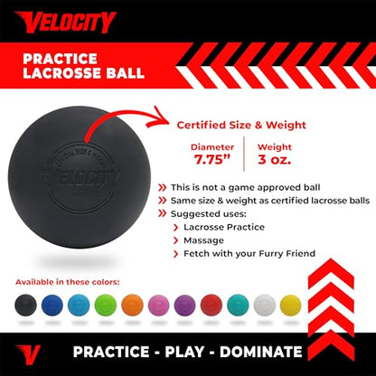 Velocity Lacrosse Balls - 9가지 색상 선택 가능, 1, 2, 3, 6, 18, 60, 120 (케이스) 팩 - color: 블랙., size: 1 Ball, style: 연습용 공