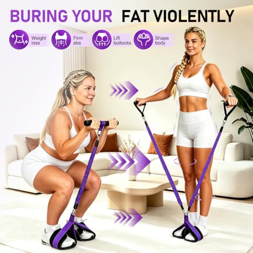 Multifunctional Pedal Resistance Band with Handles for Women Men - color: Purple