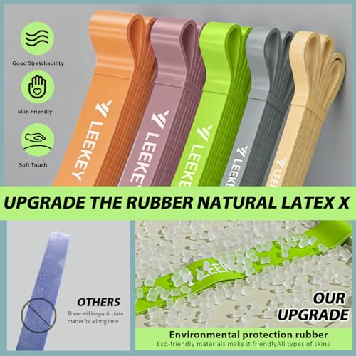 LEEKEY Resistance Bands for Pull Up Assist, Exercise & Workout Bands Set - color: 5-125LBS ORANGE+GRIP