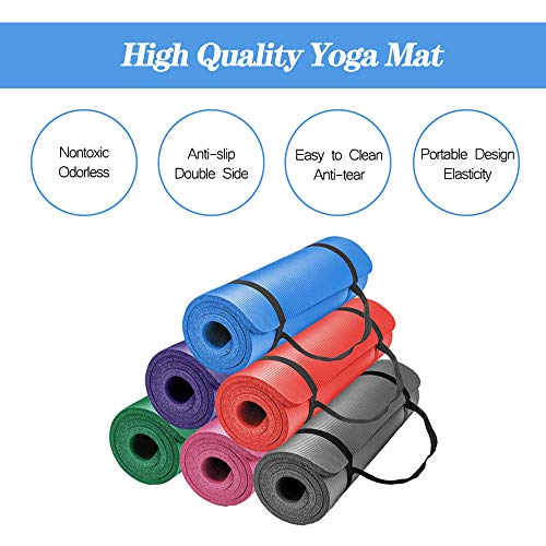 LOKATSE Home All Purpose Thick Yoga Mat with Carrying Strap High Density - color: Blue
