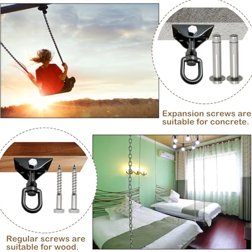 1200 Lb 360° Rotating Heavy Duty Swing Hanger Hardware Kit | Supports porch swing, hammock, swing chair, punching bag, yoga & playground swing indoor & outdoor installation