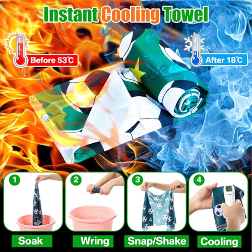 Hosuly Cooling Towel Bulk 32 x 12 Inch Ice Towel Chilly Soft Sport Yoga Athletes Gym Workout Camping Fitness Running - color: Soccer Style