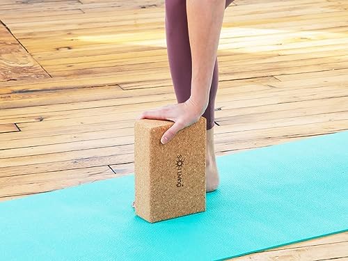 Sol Living Yoga Block Cork Brick Stretching Pilates Meditation Exercise Equipment Support Deepen Poses Odor Free Non Slip Yoga Accessories - 4" x 6" x 9"