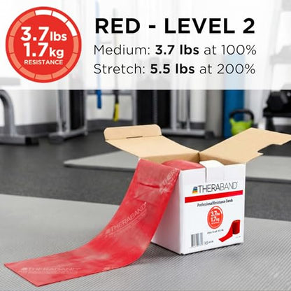 THERABAND Resistance Band, 50-Yard Roll, Latex Elastic Band for Exercise, Stretching, Physical Therapy, Yoga, Pilates, Home Workouts, Cut-to-Length, Color-Coded Levels - color: Red | Medium, style: Non-Latex