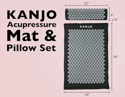 Kanjo Acupressure Mat and Pillow Set for Back Pain Relief & Neck Pain Relief, with Pressure Points for Muscle Pain Relief with Travel Bag - Black XL - color: XL Onyx