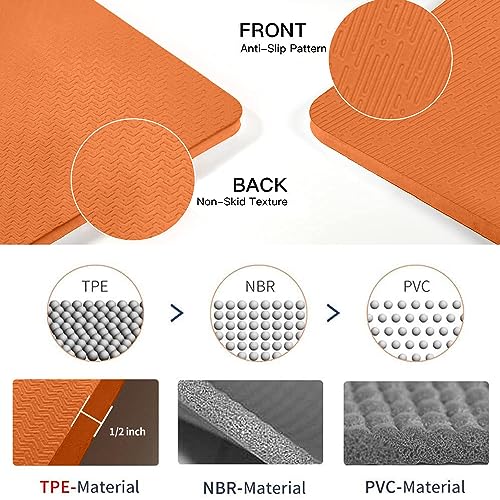 Hatha Yoga Large TPE Yoga Mat 6'x4'x1/2" Extra Thick Non-Slip Exercise Mat - for Yoga Pilates & Home Gym Workouts - color: Orange