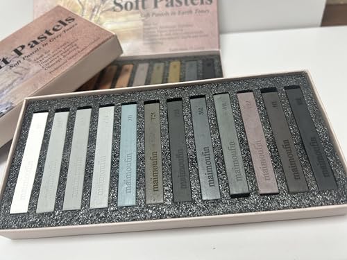 12-Pack Grey Tone Square Soft Pastels&24 Colors Soft Pastel Pencils