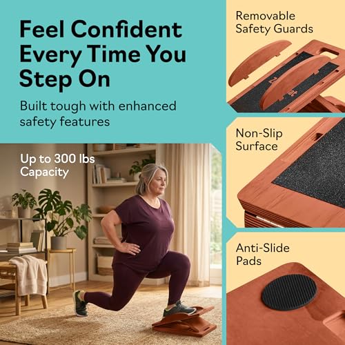 Slant Boards for Exercise, Wooden Slant Board, Calf Stretch Board with 7 Incline Angles, Velour Board, Balance Board & Calf Stretcher, Portable Incline Board for Physical Therapy, Ankle Mobility, Heel & Knees - color: Dark Brown