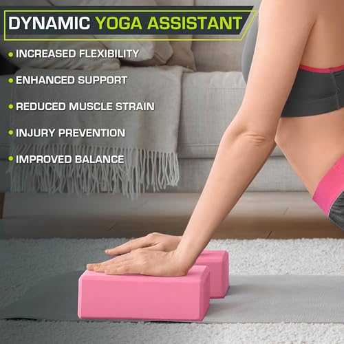 ProsourceFit Foam Yoga Blocks, High Density EVA Yoga Bricks 4”x 6” x 9” (Set of 2) - color: Pink