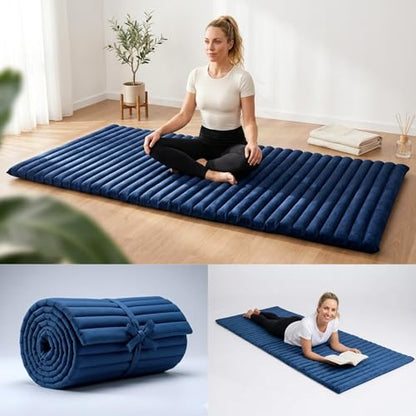 Leewadee Thai Roll Mat 75 x 28 inches Kapok Firm - color: Cl44 - Blue, size: M: 75x28"