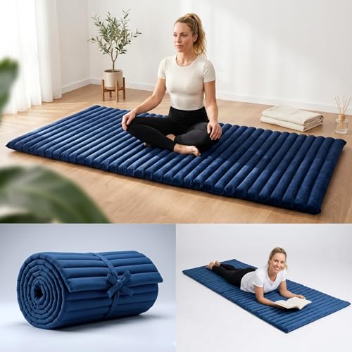 Leewadee Thai Roll Mat 75 x 28 inches Kapok Firm - color: Cl44 - Blue, size: M: 75x28"
