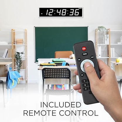Ivation Oversized Digital Wall Clock with Large LED Display & Timer, 48" | Multi-function with Timer, Stopwatch, Alarms, Temp & Date, Aluminum frame, 6 Brightness levels, Time memory, Remote | White - color: White, size: 48" Inch