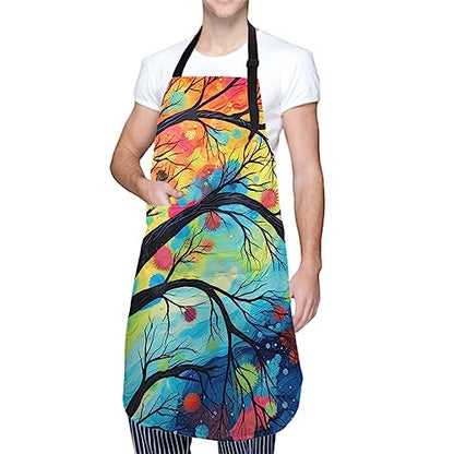 Artist Painting Apron with 2 Pockets Painters Art Aprons Gifts for Women Men - color: Abstract Tree Drawing Art
