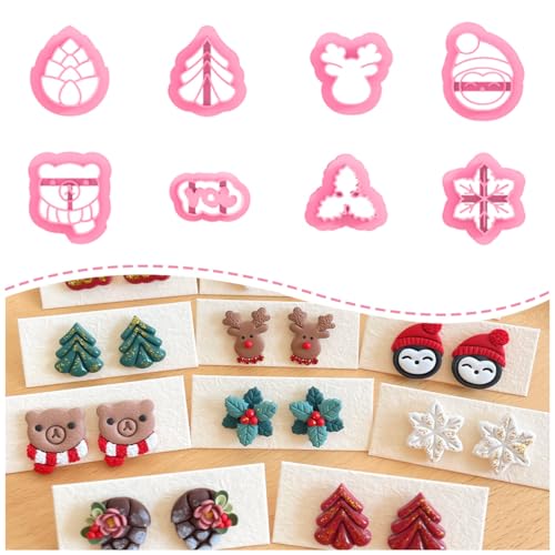 Keoker Christmas Clay Cutters - 8 Shapes Polymer Clay Cutters With Snowflake Design - color: WhitecolorA