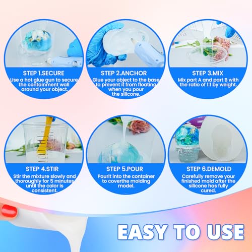 Silicone Mold Making Kit 18OZ, 10A Liquid Silicone | Translucent Clear, 1:1 Mixing Ratio, Bubble-free, Easy Demold, Fast 4 Hour Cure for Perfect Resin Molds - size: 18 OZ