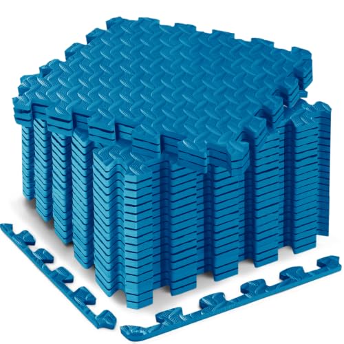 18 Pcs EVA Foam Floor Tiles, Puzzle Exercise Mat Set for Gym - color: Sky Blue