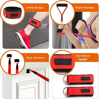 AHIER 14PCS Resistance Bands Set, Exercise Bands for Men & Women, 20lbs to 40lbs Workout Bands, Elastic Resistance Bands with Door Anchor, and Ankle Straps for Training, Yoga