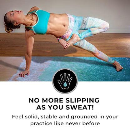 Plyopic All In One Yoga Mat | Luxury Sweat-Grip Mat/Towel Combo | Ideal for Yoga, Hot Yoga, Bikram, Pilates, Workout & Exercise | Eco-Friendly Natural Rubber - color: Beach