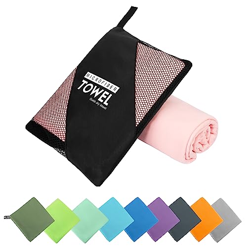 Microfiber Travel Towel, Quick Dry Camping & Gym Towel. Compact | Super Absorbent,Fast Drying,Lightweight,Soft,Suitable for Camping,Backpack,Gym,Swim, Yoga,Hiking - color: Pink, size: XXL:40"×72"