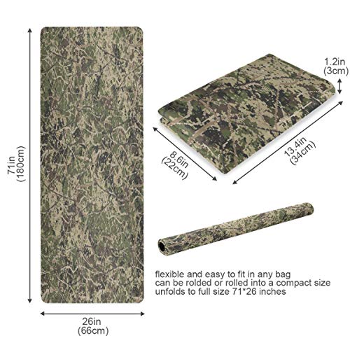 Qilmy Fantasy Mandala Pattern Yoga Mat, Non-Slip Texture Pro Yoga Mat Eco Friendly Exercise & Workout Mat for Yoga, Pilates and Floor Exercises - color: Abstract Hunting Camo