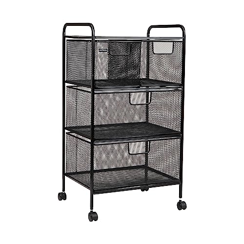 Mind Reader Cart with Drawers, Multipurpose Office Organizer, Utility Cart, Rolling Storage, Metal Mesh, Black - style: 4-Drawers