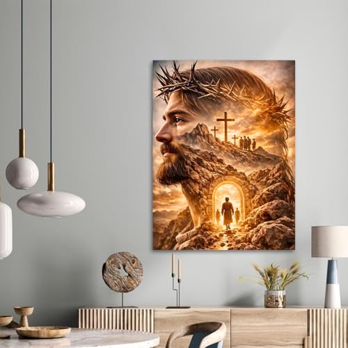 Religious Diamond Art Kits for Adults, Christian Diamond Painting Kits | Full Round Drill Paint by Diamond, Jesus Diamond Painting Gem Art, Arts and Crafts for Adults Beginners 12x16 Inch - color: Jesus