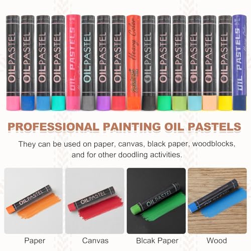 MECCANIXITY 6 PCS Oil Pastels, Soft Oil Chalk Pastels Crayons 11x70mm for Art Painting Drawing Blending, Color Crayons for Art Supplies Beginners, Black - color: Black