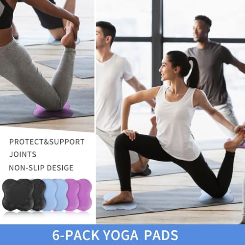 6 Pcs Knee Pads for Yoga Extra Thick Yoga Wrist Pad Anti Slip Pilates Support Cushion for Men Women Knee Elbow Wrist Hand Exercise Meditation Workout Floor Travel