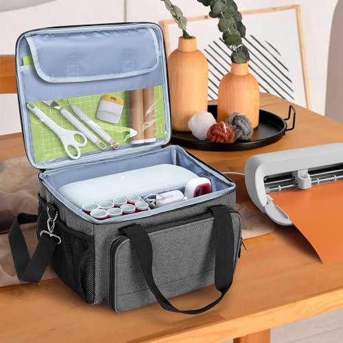LUXJA Portable Craft Carrying Case Compatible with Cricut Joy Xtra, Gray | Multi Compartment Storage Bag Holds 8.5 x 12 Inch Cutting Mat & All Craft Accessories - color: Gray