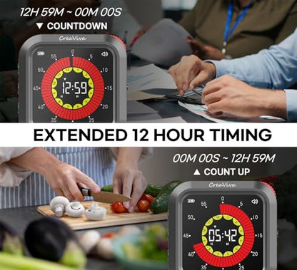 Visual Digital Timer, Large Color Display & Rechargeable, Magnetic Back & Silent Mode, 12 Hours Countdown/Up Stopwatch Timer for ADHD, Kids, Classroom, Kitchen, Work Productivity (Gray) - color: Space Gray