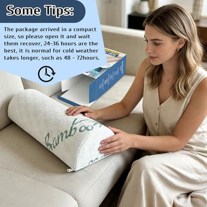 Semi Roll Pillow, Under Knee Pillow | Under Leg Bolster for Lower Back Support, Half Moon Bed Pillow for Leg, Knee,Back Sleeping, 7.8”x 20.4”x 4.8”