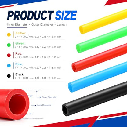 5 Roll 50ft Resistance Tubes Exercise Bands Tubing TPE Latex-Free Progressive Resistance 5 Levels 3/3.7/4.6/5.8/7.3 Lbs Tubing for Home, Gym Workouts Stretching, Yoga, Strength Training