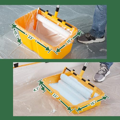 VOOMEY 28PCS 18 Inch Paint Roller Kit, Large Roller with Extension Pole | Complete Painting Set with Bucket and Tray for Fast Coverage on Walls, Ceilings and Large Interior Projects - size: 18inch 28pc