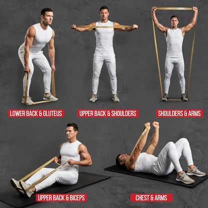 COBRASIX Long Resistance Bands for Working Out | Set of 6 Exercise Bands for Full-Body Training | Pull Up Bands for Home Gym with Handles, Door Anchor and Bar Options | for Men & Women