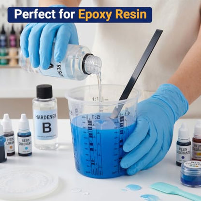 30 Pack 19oz 570ml Clear Plastic Paint Mixing Cups with 30 Stir Sticks - Disposable Graduated Measuring Cups for Paint, Resin & Epoxy with ML Scale & 3-Column Ratios (1:1-7:1) for DIY Crafts - size: 19oz / 570ml
