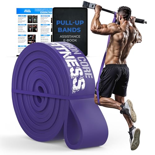 Pull Up Assistance Resistance Bands - Long Loop Power Bands for Men and Women - Strength Power Flexibility Training at Home & Gym - Ebooks & Workout Chart Included by Iron Core Fitness - color: #7 Purple, Heavy
