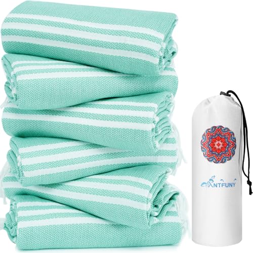 6 Pack Turkish Beach Towels Quick Dry Sand Free Oversized Bath Pool Swim Towel Extra Large XL Blanket Adult Travel Cruise Accessories Must Haves Clearance Stuff Necessities Vacation Essentials - color: Thinner Aqua, size: 72 x 36 inch