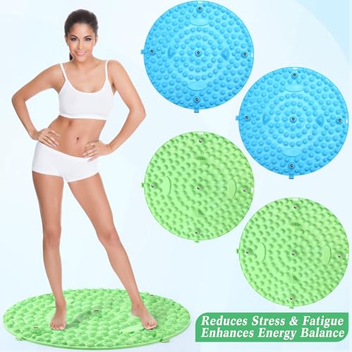 Threlaco 4 Pack Foot Massager Mat Foot Reflexology Pad with Magnetic Relaxation Massage Feet Pressure Point Pad Anti Fatigue Walk Stone Acupoint Mat Particle Portable Massage Tool (Blue and Green) - color: Blue, Green