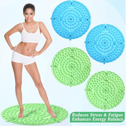 Threlaco 4 Pack Foot Massager Mat Foot Reflexology Pad with Magnetic Relaxation Massage Feet Pressure Point Pad Anti Fatigue Walk Stone Acupoint Mat Particle Portable Massage Tool (Blue and Green) - color: Blue, Green