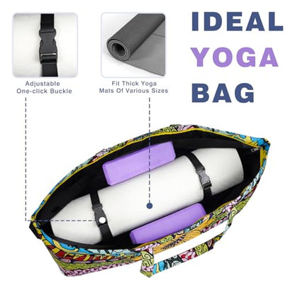 Yoga Mat Bag Yoga Mat Carrier with Shoes Compartment & Wet Pocket Pilates Bag with Zipper Pockets & Yoga Mat Holder Strap Yoga Bags and Carriers Fits All Your Stuff - color: Sunflower