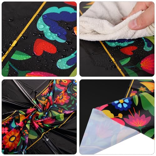 Oudain 6 Pcs Mexican Round Tablecloth 84 Inch Table Cover, Black - color: Black