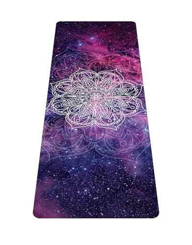 nuveti Printed Travel Yoga Mat 1/16 Inch Thick Non Slip Fitness Workout Mat | with Carrying Bag, Foldable Lightweight Suede & Natural Rubber Yoga Mat for Yoga Pilates and Fitness 72" L x 24" W x 1.5mm - color: HaoHan-New