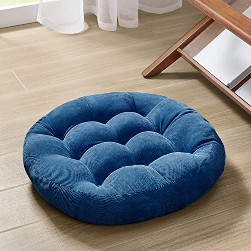 Round Meditation Cushion, Large Floor Pillow for Adults, 22 Inch Navy | Reading nook use, Zen relaxation, Tatami seating, Corduroy cover, 3.5 in thick, Shredded memory foam fill, Soft yoga pad - color: Round | Navy | 1 Pack, size: 1 Pack