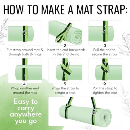 TECEUM 2 IN 1 Yoga & Mat Strap for Stretching – Cotton – 6/8/10 ft - color: Green Avocado, size: 6 ft