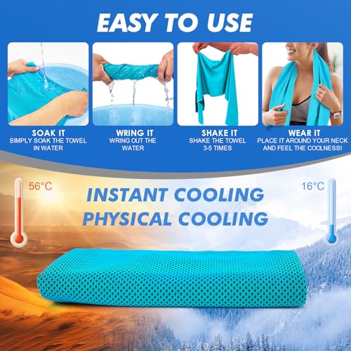 CSITE 6 Pack Cooling Towels (47"x12") for Neck and Face, Ice Towel for Hot Weather, Soft Breathable Chilly Gym Towels, Microfiber Towel for Work Out, Yoga, Running, Camping & More Activities - color: Macaron Blue/Lake Blue/Purple/Macaron Purple/Military G