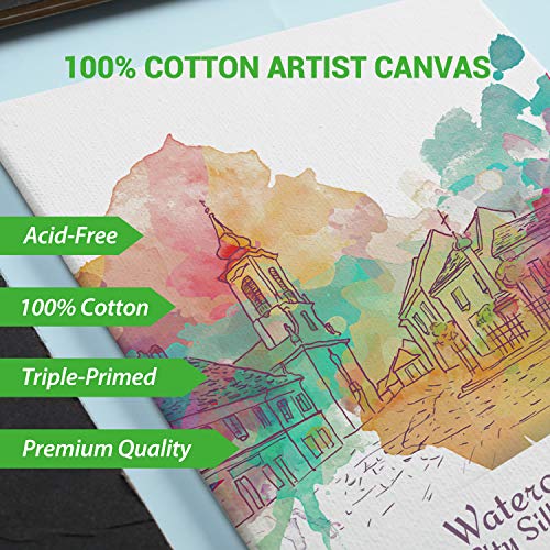 Ohuhu 40-Piece Multi Pack Canvas Panels, 4x4, 5x7, 8x8, 9x12, 11x14, Primed White Cotton Canvas for Acrylic, Oil, Gouache, Watercolor, Pastel, Tempera